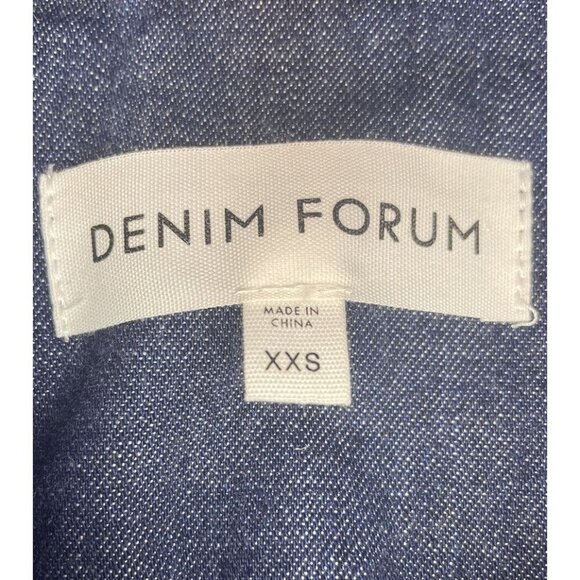 Aritzia Denim Forum Shirt Sz XXS Blue Denim Button Down Preppy Southwestern - Picture 3 of 5